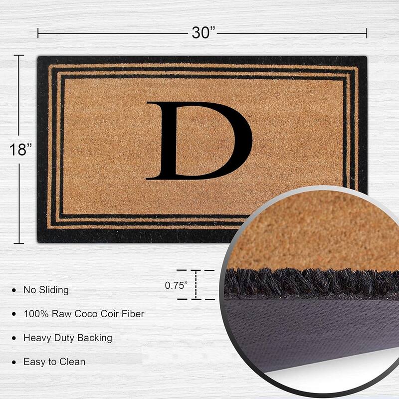 A1HC Pure Natural Coir Monogrammed Heavy Duty PVC Backing Doormat