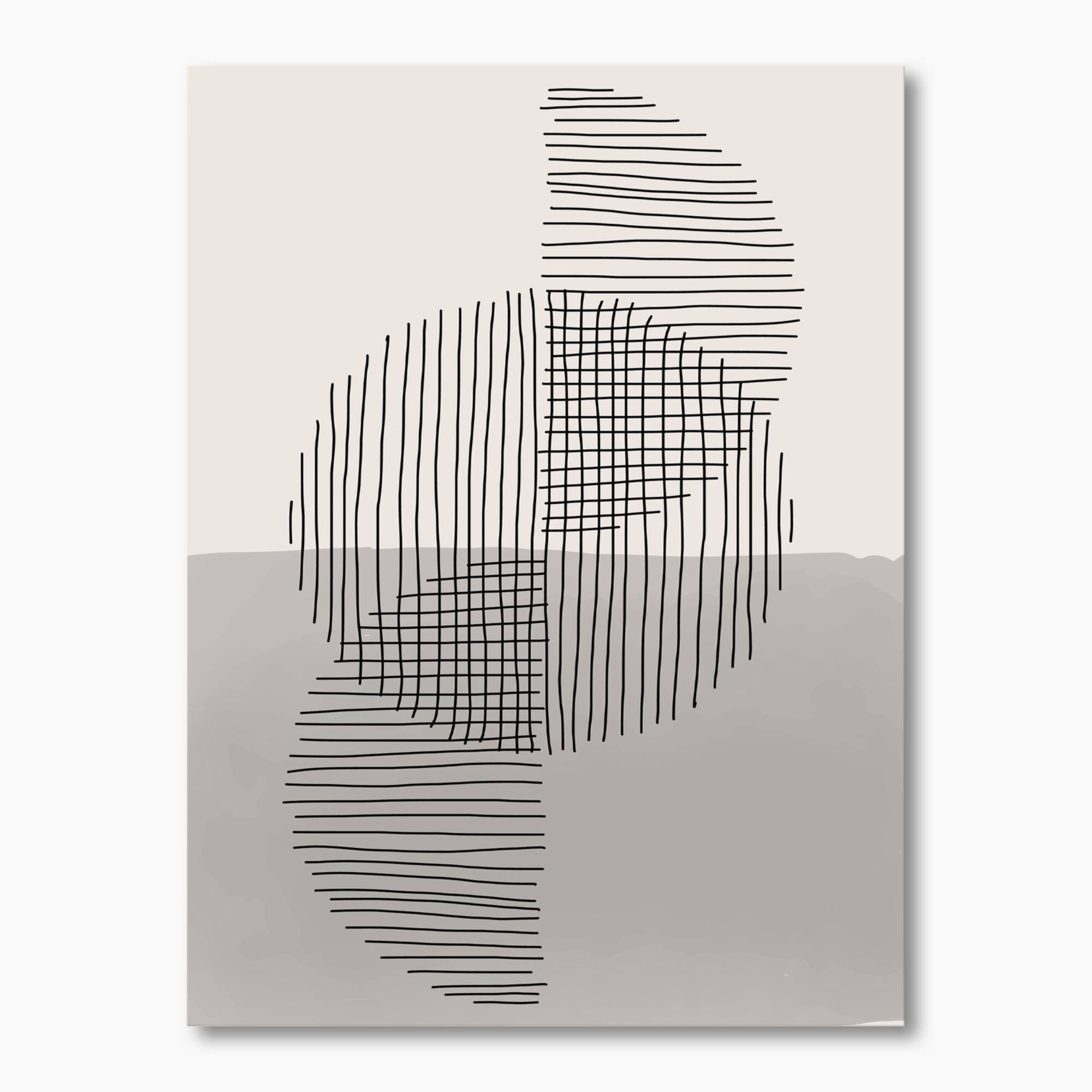 Designart "Minimal Geometric Lines And Circle VIII" Modern Canvas Wall Art Print Bed Bath