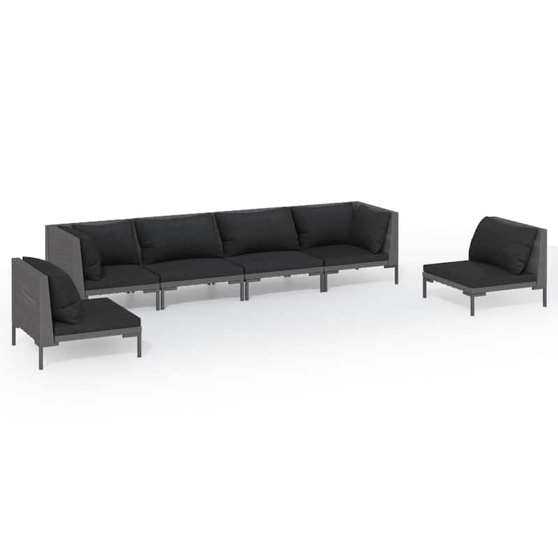 vidaXL Patio Lounge Set Outdoor Sectional Sofa Set Table Poly Rattan Dark Grey - 27.6" x 27.6" x 24"