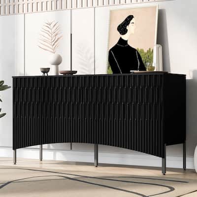 Elegant Sideboard with Curved Bottom Doors and Arched Groove Design