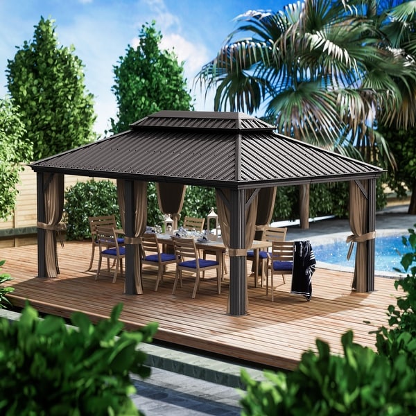 Kozyard Alexander Hardtop Aluminum Gazebo with Mosquito Net