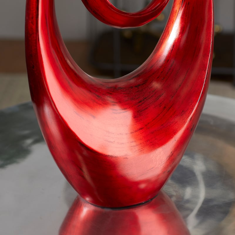 Artistic Polystone Swirl Abstract Sculpture - Orange or Red