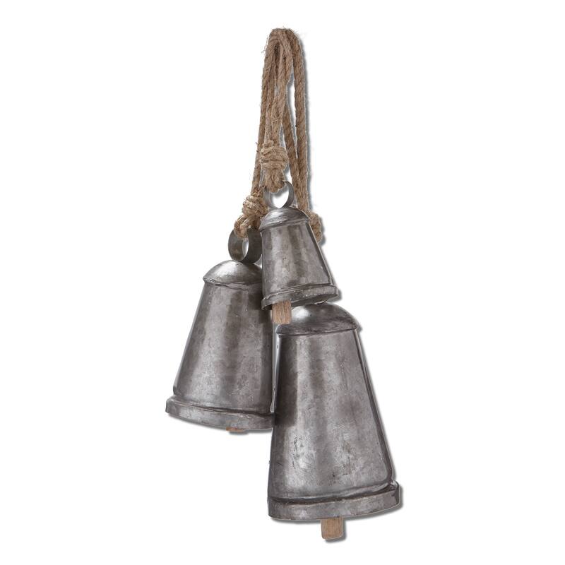 Vintage Bell & Jute Hanger Set of 3