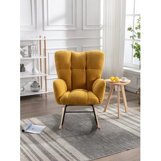 Teddy Fabric Rocking Chair with Wooden Legs - Bed Bath & Beyond - 42010433