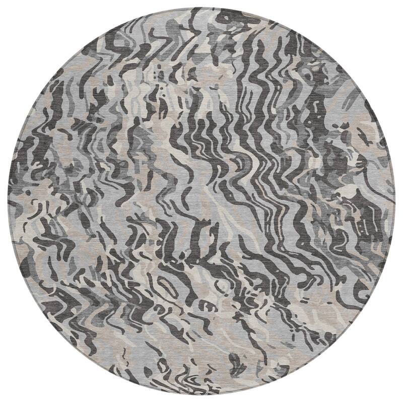 Machine Washable Indoor/ Outdoor Abstract Flow Chantille Rug