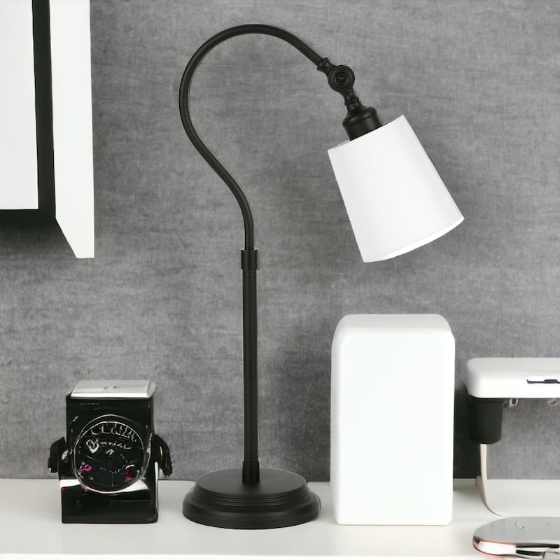 25" Metal Arched Table Lamp With White Drum Shade - 14" x 14" x 25"