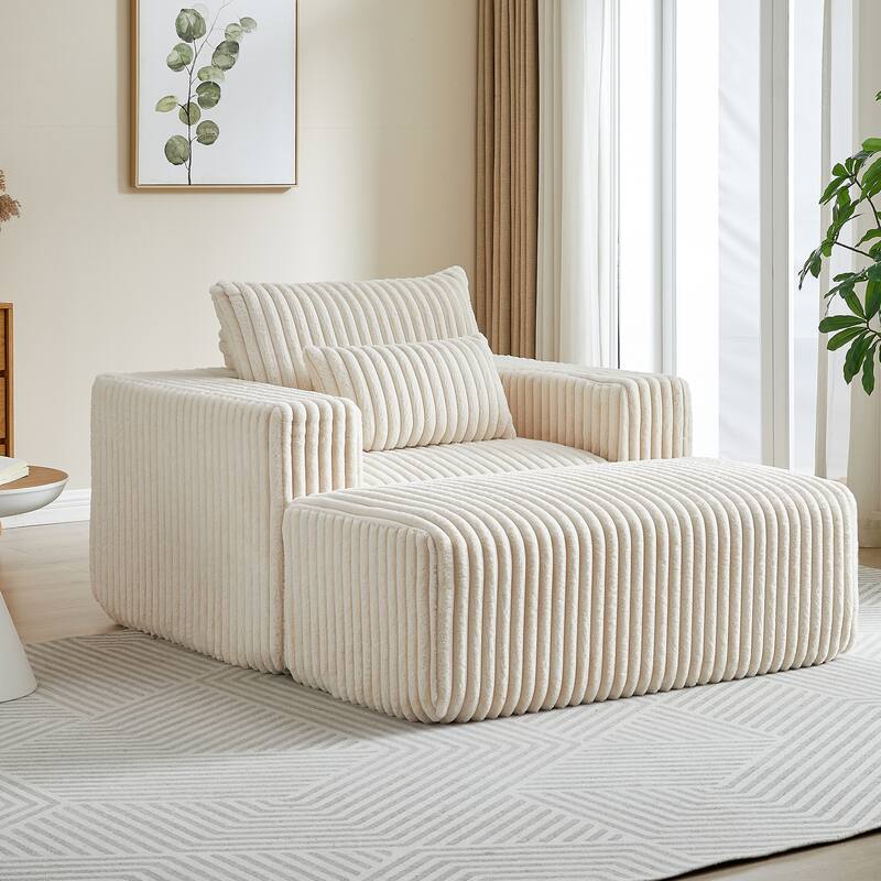 GDFStudio - Amelia Plush Corduroy Recliner Sofa with Removable Footrest for Relaxed Living Room Comfort