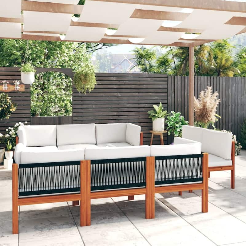 vidaXL Patio Lounge Set Outdoor Sectional Sofa with Cushions Solid Acacia Wood