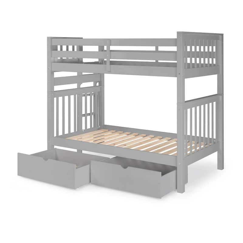 Taylor & Olive Trillium Tall Twin over Twin Bunk Bed, 2 Drawers