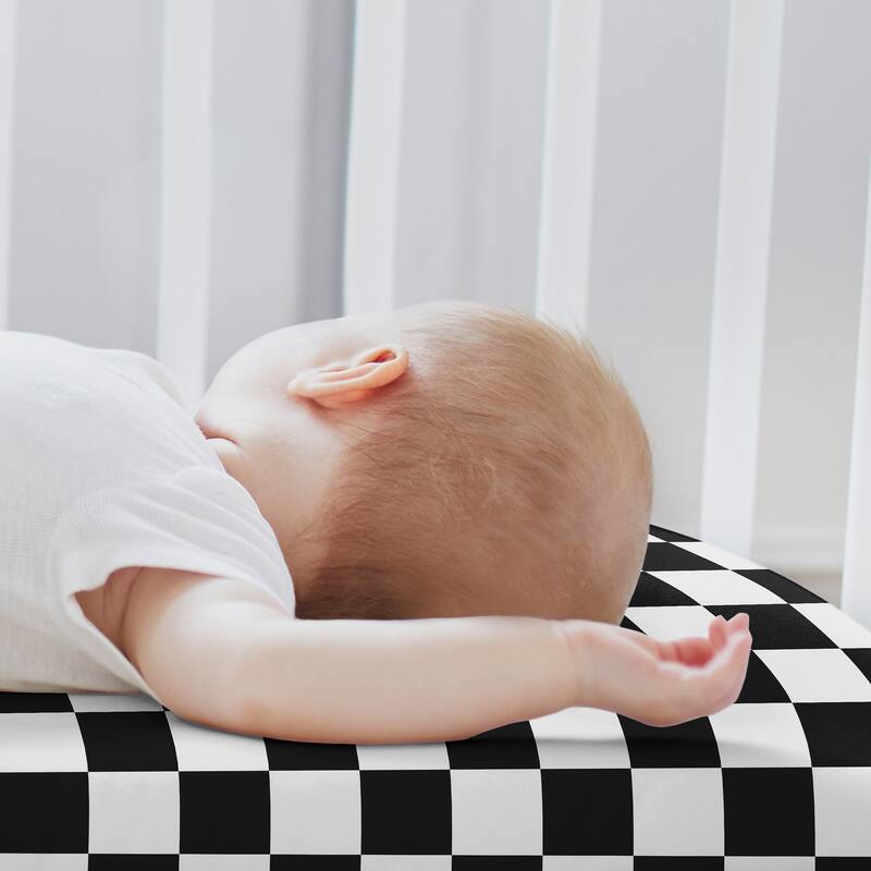 Sweet Jojo Designs Black/White Gingham Checkered Plaid Boy, Girl Unisex/Gender Neutral 2 Pack Baby Bassinet Fitted Sheets -Retro
