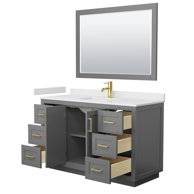 Miranda Single Vanity Set, Cultured Marble Top, 46-Inch Mirror