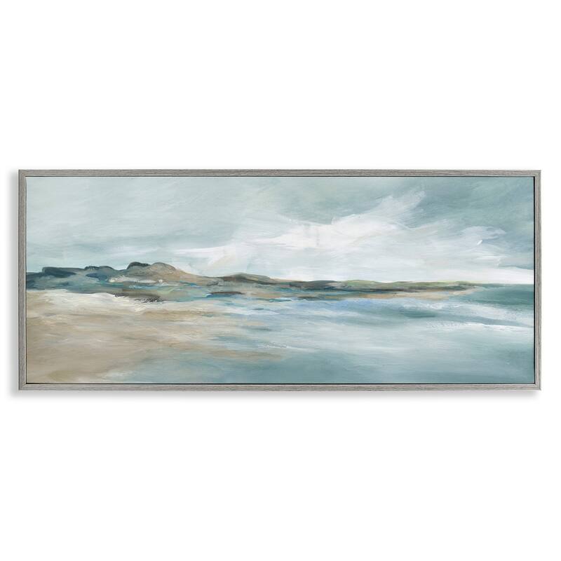 Stupell Blue Gradient Beach Scene Framed Giclee Art Design By Carol Robinson - 24 x 10 - Grey