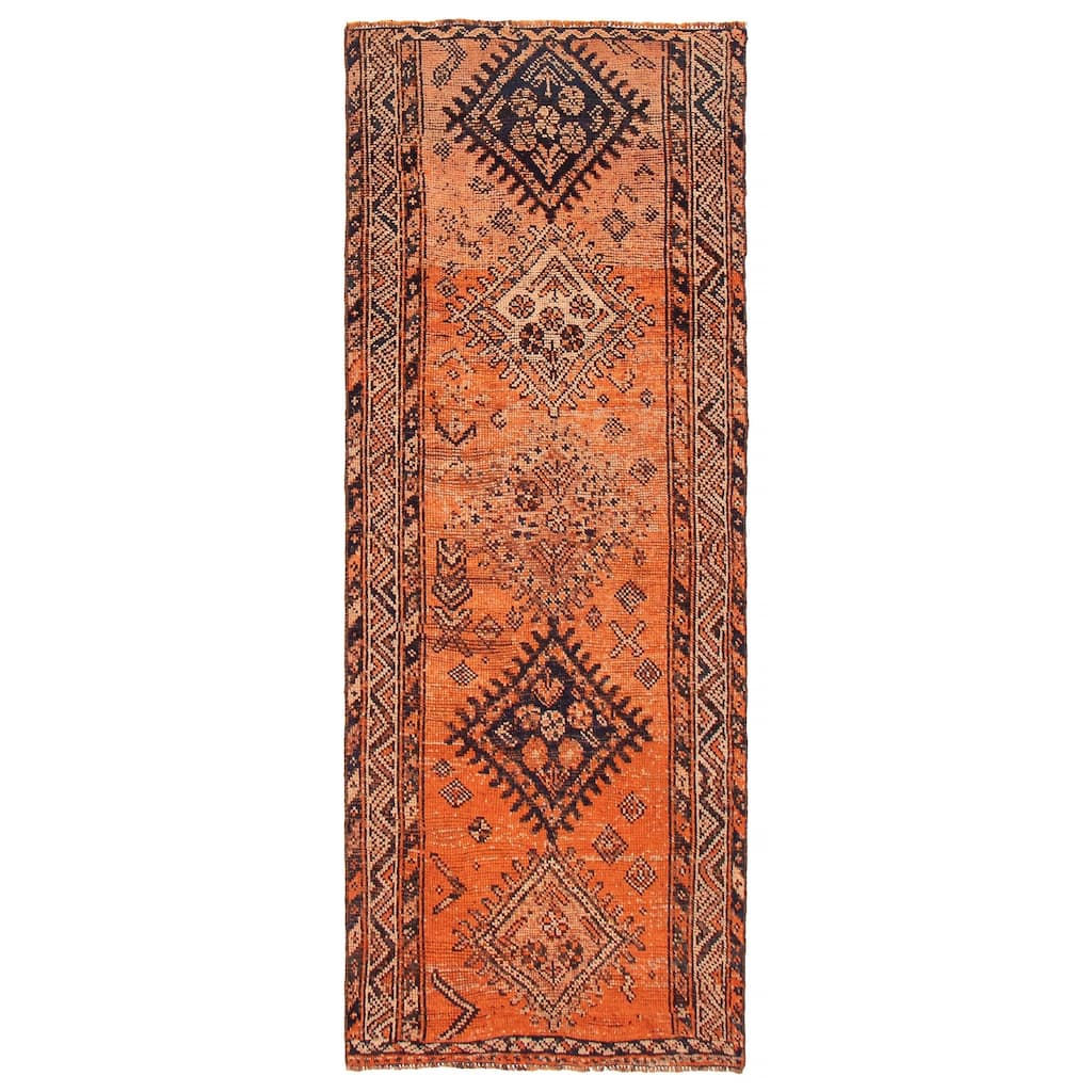 ECARPETGALLERY Hand-knotted Melis Vintage Orange Wool Rug - 3'8 x 9'7