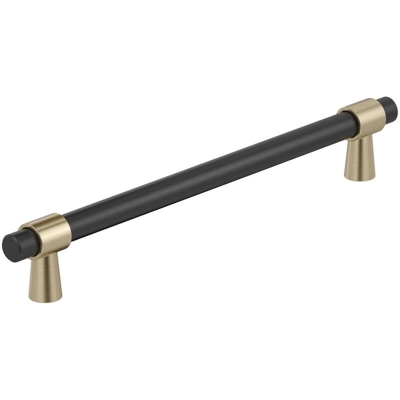 Amerock BP36982 Mergence 12" Center to Center Bar Cabinet Pull - Matte Black / Golden Champagne