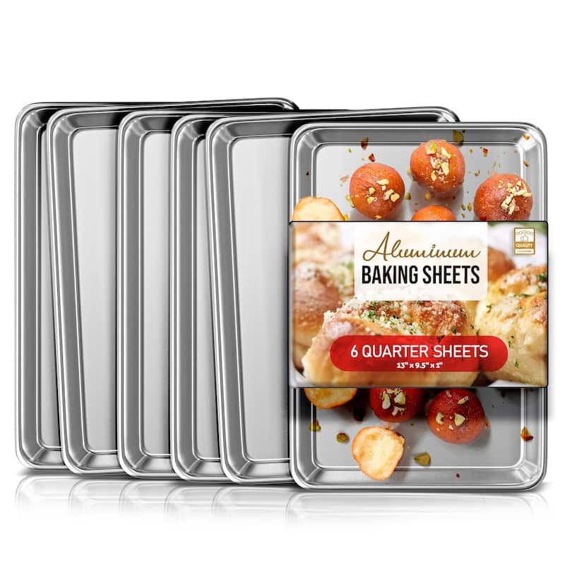 JoyTable Aluminum Steel Non-stick Baking Sheet/Cookie Sheet Set - Quarter Sheet Pan - 6 Piece
