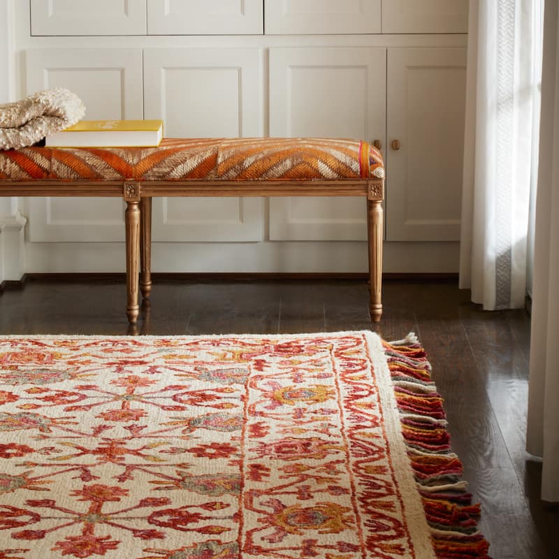 Alexander Home Sahara Botanical Berry Hand-Hooked Wool Area Rug - 7'9" x 9'9" - Berry - Runner/Rectangle