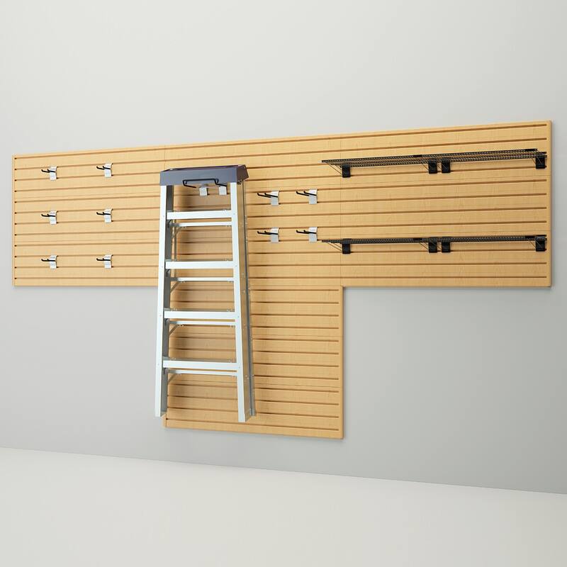 16 Piece Slatwall Panel, Hook, Shelf Storage Set