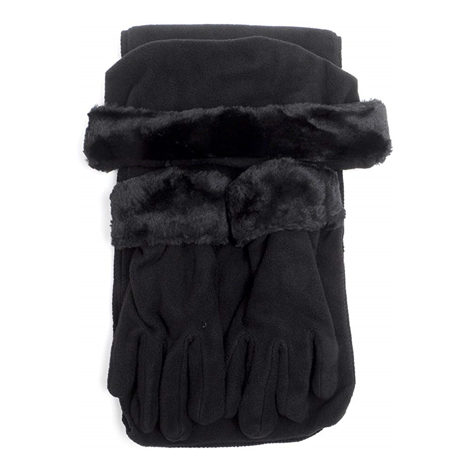 Women S Solid Fleece 3 Piece Gloves Scarf Hat Winter Set Overstock