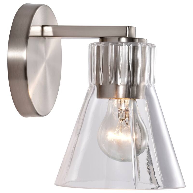 Gianna 1 Light Vanity Brushed Nickel Finish Clear Glass - Brushed Nickel