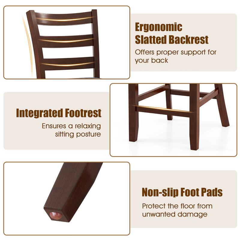 Gymax Wood Bar Stools Set of 4 Counter Height Chairs w/ Faux Leather - See Details