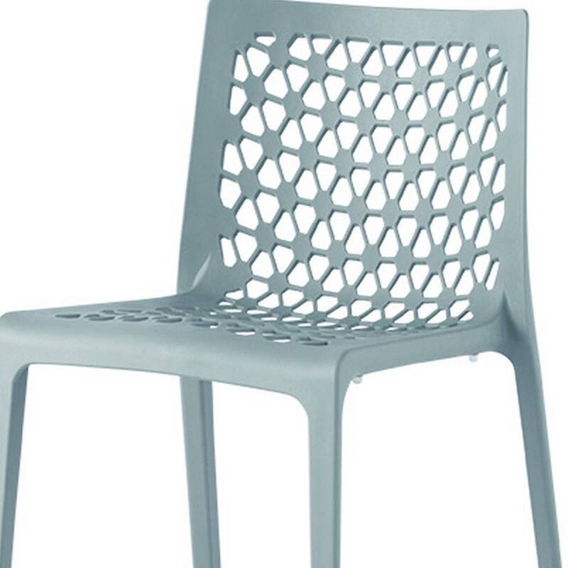 HomeRoots Set of Two Baby Blue Heavy Duty Plastic Outdoor Stacking Dining Chairs