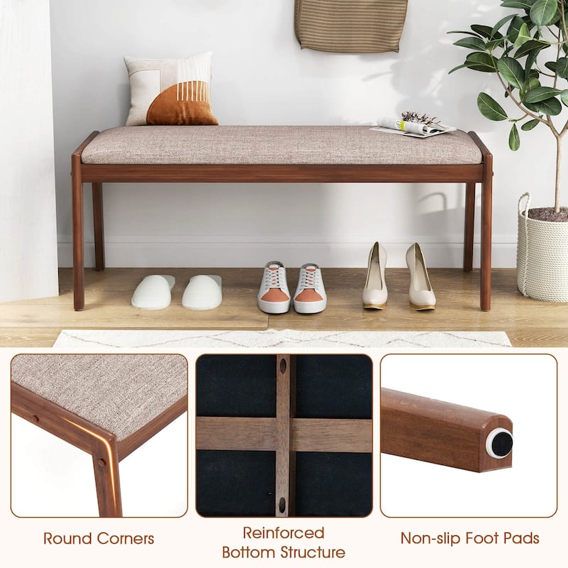 Costway 1/2 PCS 45" Farmhouse Backless Bench with Rubber Wood Legs &