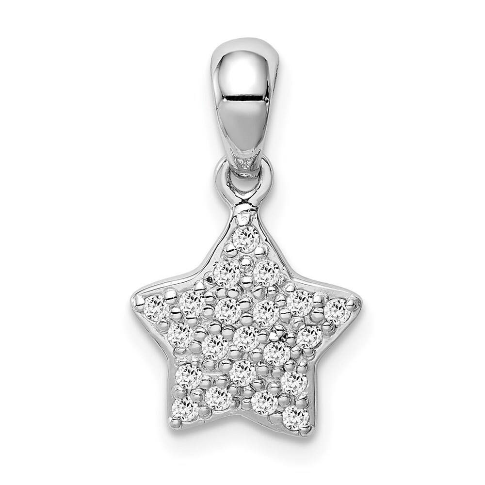 Diamond2Deal 925 Sterling Silver Rhodium-plated CZ Star Pendant