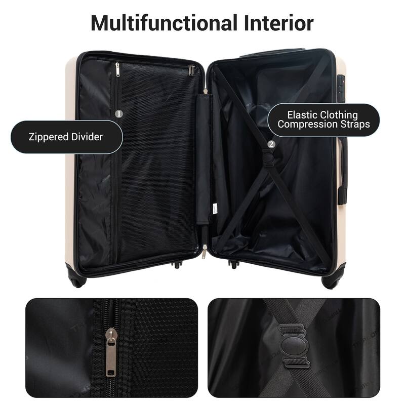 9-Piece Set ABS+PC Hardshell Carry on Luggage Set with bags