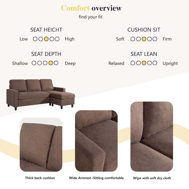 Futzca Modern Convertible Sectional Sofa L-Shaped Couch