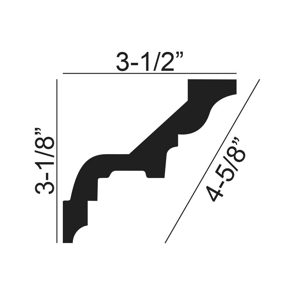 3 1 8 Inch X 3 1 2 Inch X 94 1 2 Inch Polyurethane Crown Moulding 5 Pack Overstock