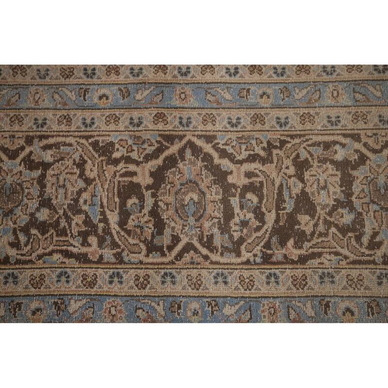 Distressed Traditional Mashad Persian Vintage Handmade Wool Carpet - 8'0"x 11'5"