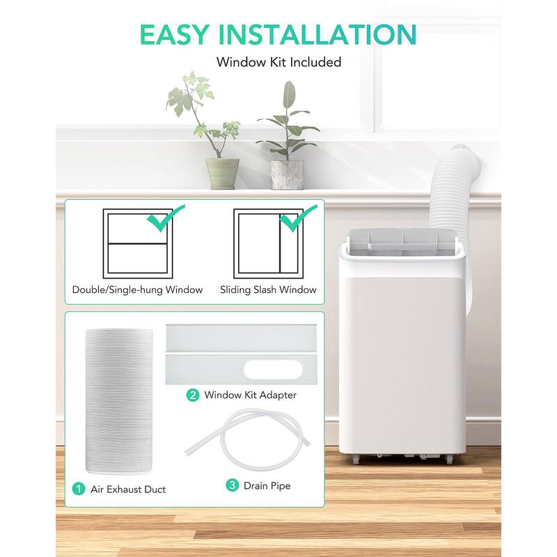 12,000 BTU Portable Air Conditioner, A/C for Rooms up to 550 Sq. Ft, Built-in Dehumidifier