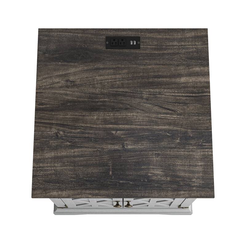 Farmhouse End Table with Charging Station - 25" in Height