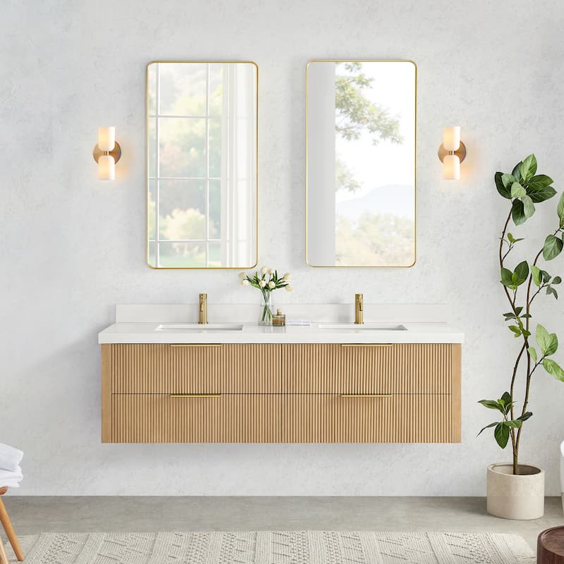 Barcelona Floating Bath Vanity with Quartz Stone Top without Mirror