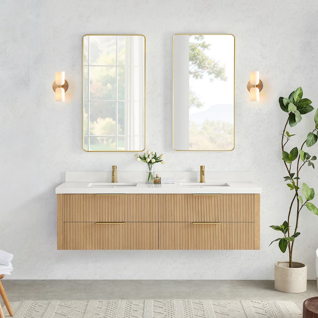 Barcelona Floating Bath Vanity with Quartz Stone Top without Mirror