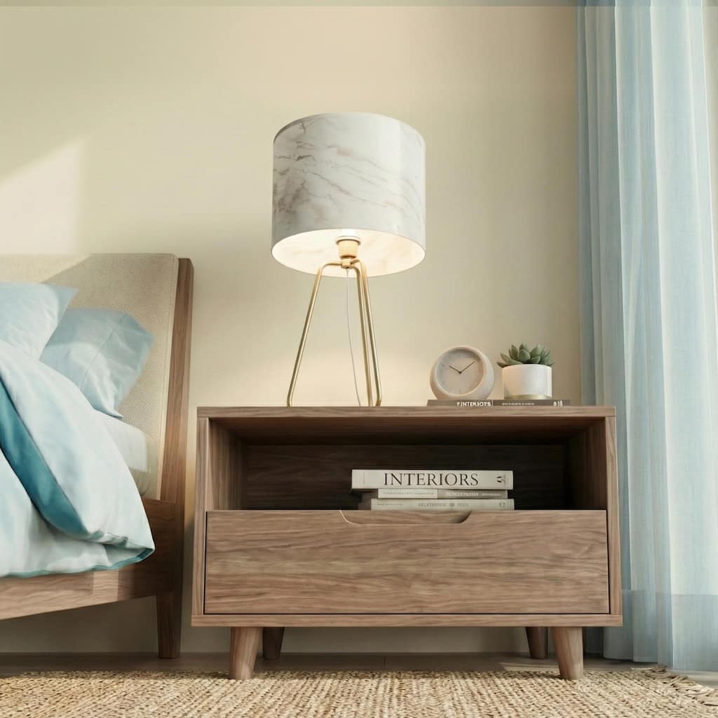 Cardin Marble Shade Table Lamp with Antique Brass Base