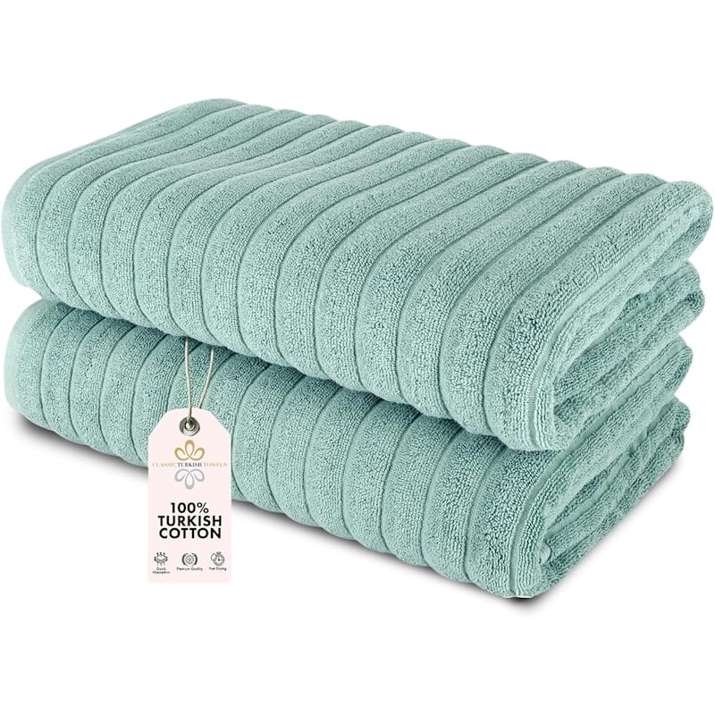 Brampton 2 Piece Luxury Turkish Cotton Jumbo Bath Sheets - Spa Green