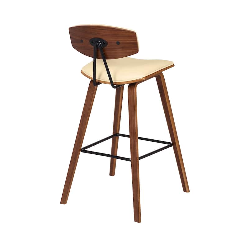 Faux Leather Saddle Bar Stool with Iron Frame and Low Back Support - 19” x 16” x 38” (D x W x H)