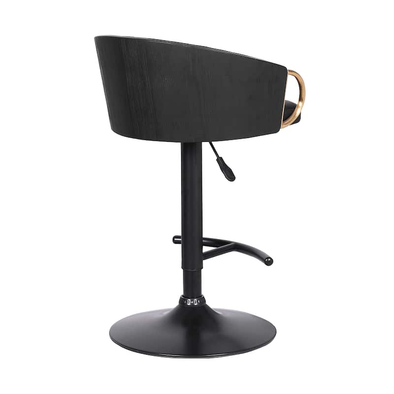 24" Adjustable Height Black Swivel Bar Stool with Footrest and Low Back Upholstered Seat - 40"H x 21"W x 19"D