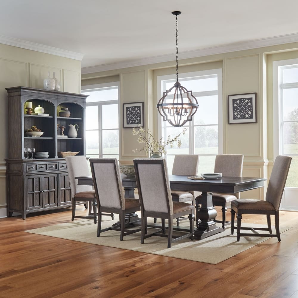 Paradise Valley Saddle Brown Trestle Table Set