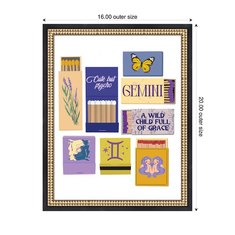 Kate and Laurel Gemini Matchbooks 14x18 FC by Megan Ryan Framed Wall Art Print