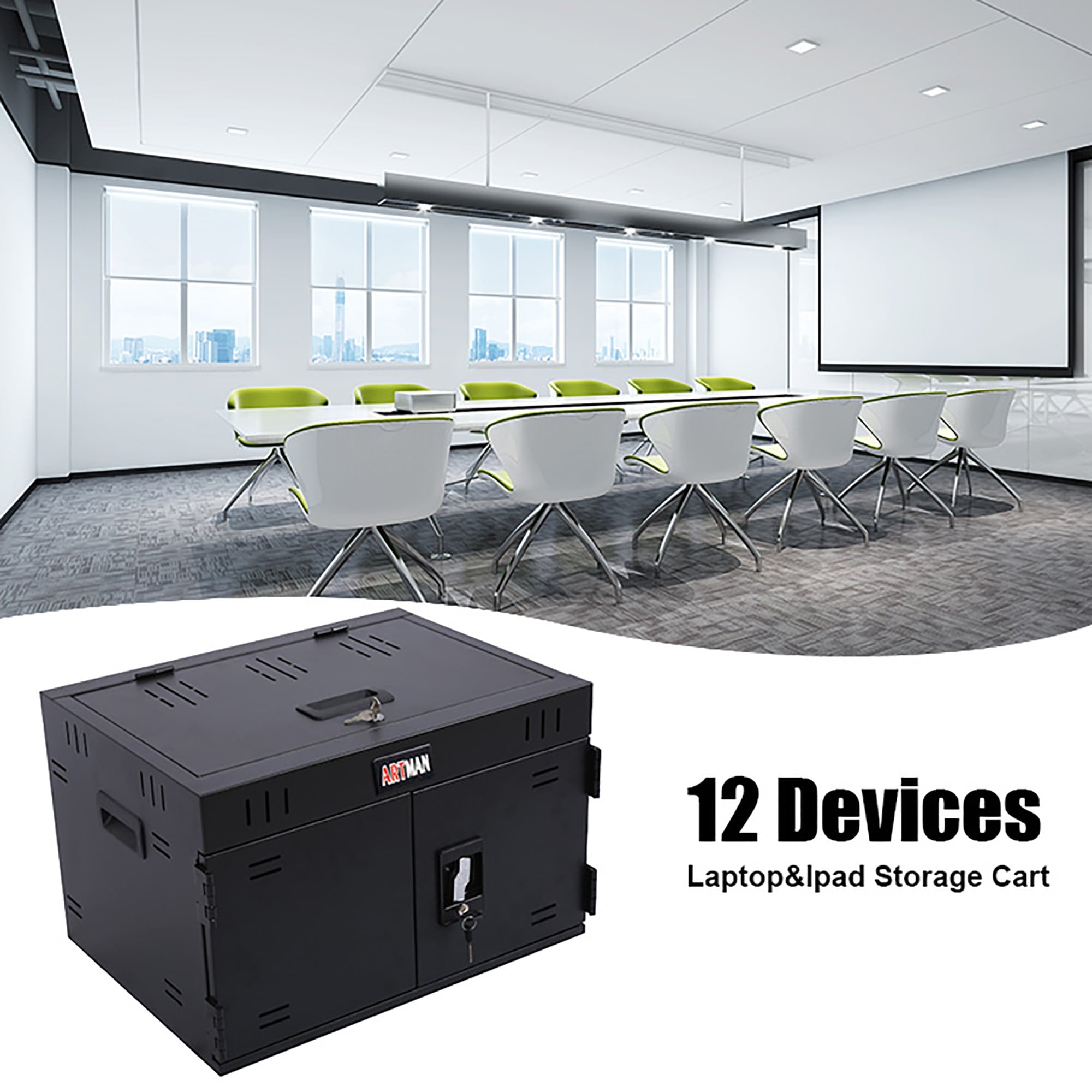 12 Device Portable Charging Station for iPads,with Lock,for Classroom or Office