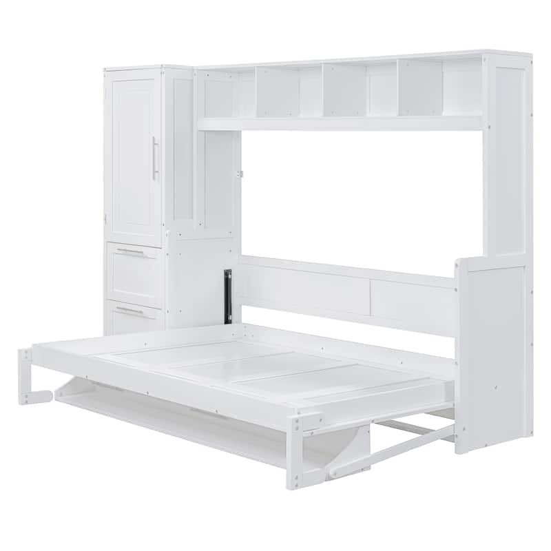 Murphy Bed with Built-in Shelf and Drawers