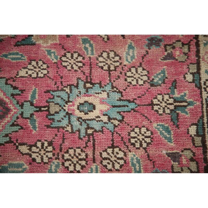 Hand Knotted Oriental 100% Wool Carpet Traditional Floral Pink Tabriz Area Rug - 10' 0'' X 6' 5''