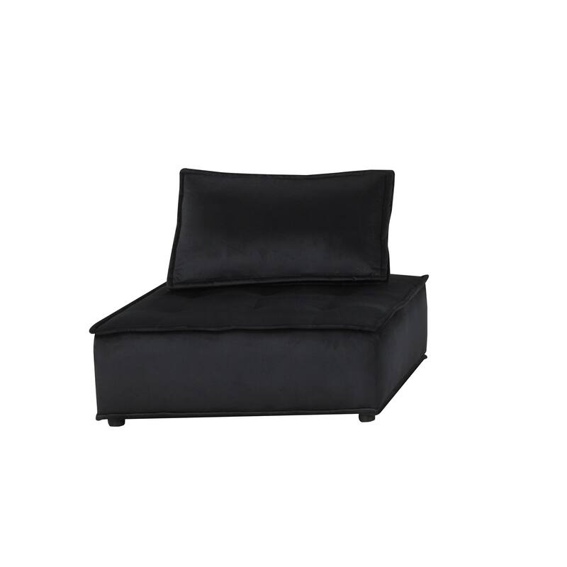120" Black Velvet 4 Pc Modular Sofa