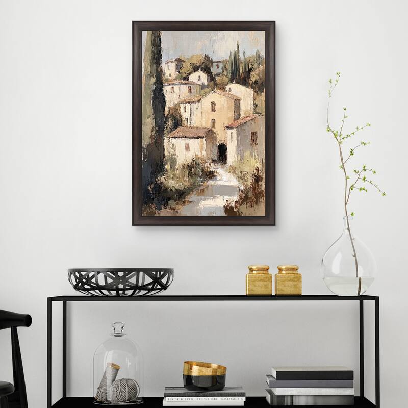Masterpiece Art Gallery| Stacked Village by Petals Prints Design - Framed Canvas Art Print