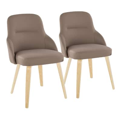 York Upholstered Contemporary Chair in Natural Wood - Set of 2