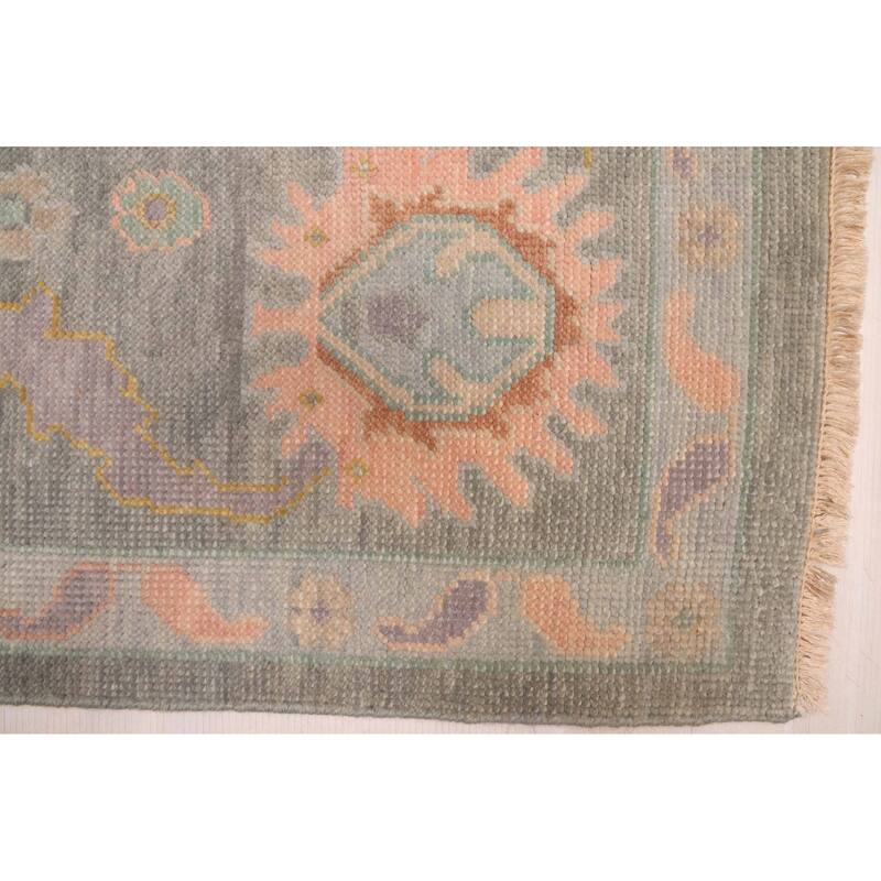 ECARPETGALLERY Hand-knotted Modern Oushak Grey, Sage Wool Rug - 8'10 x 11'11