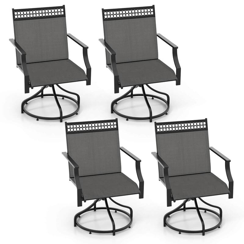 Costway Patio Swivel Dining Chairs Set of 4 with Quick-Drying Fabric - 4 PCS