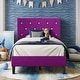 preview thumbnail 60 of 65, VECELO Upholstered Kids Bed Frame with Diamond Tufted Headoard,Twin Size Bed Set of 2